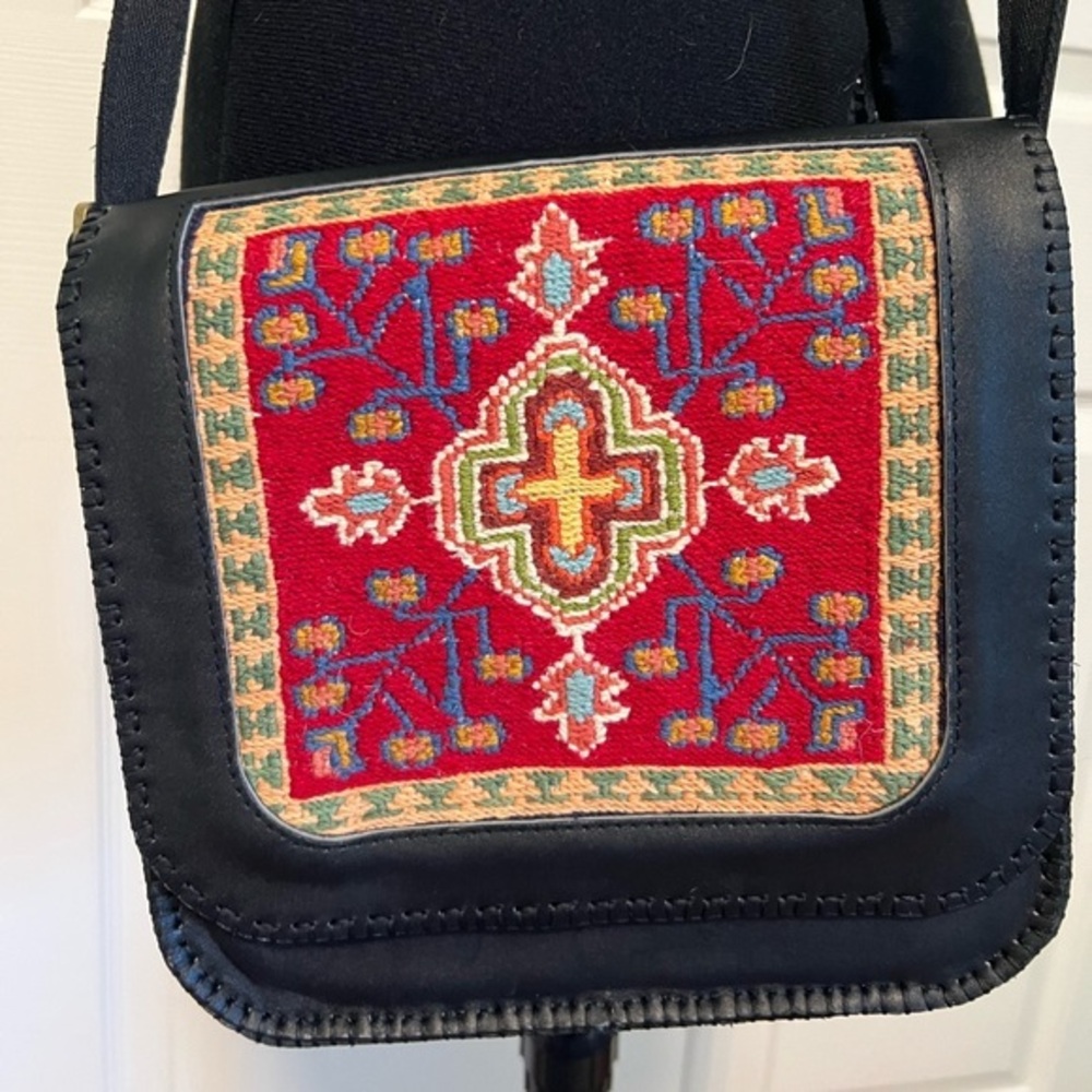 Handmade Leather Embroidered Shoulder Bag